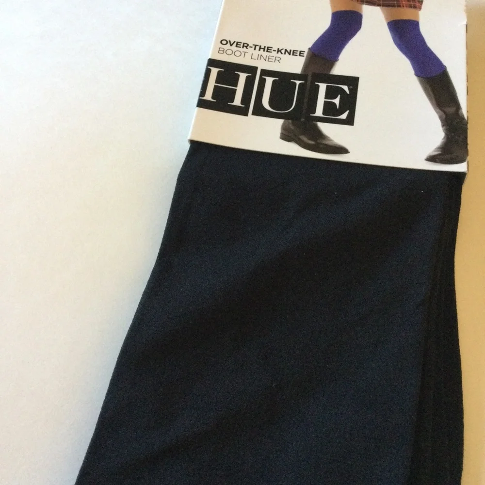 HUE MICROFIBER OVER THE KNEE BOOT LINERS SOCKS BLACK OS NWT